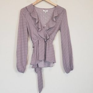 Max Studio Ruffle Front Faux Wrap Top